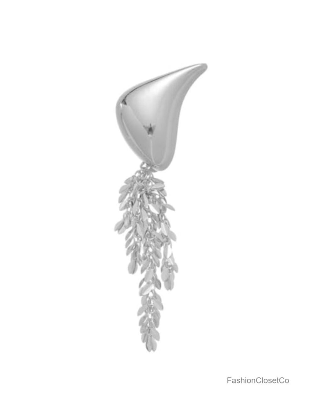 Metal Irregular Geometric Disc Long Tassel Brooch Statement Lapel Pin